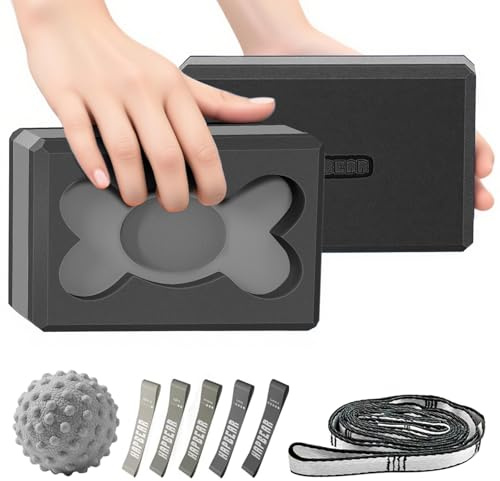 HAPBEAR Yoga Blocks 2 Pack - 9x6x3in High-Density EVA Foam with Non-Slip Textured Surface, Supportive for Deep Stretching & Lightweight - Ideal for Yoga, Pilates, Stretching Exercises