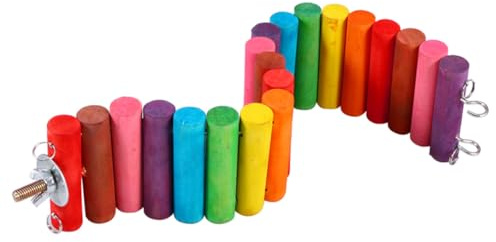 CLISPEED Buntes Holzspielzeug für Hamster und Mäuse Wippe und Brücke zum Kauen Natürlicher Spielplatz und Ruheplatz für Kleine Nager Wie Zwerghamster und Rennmäuse