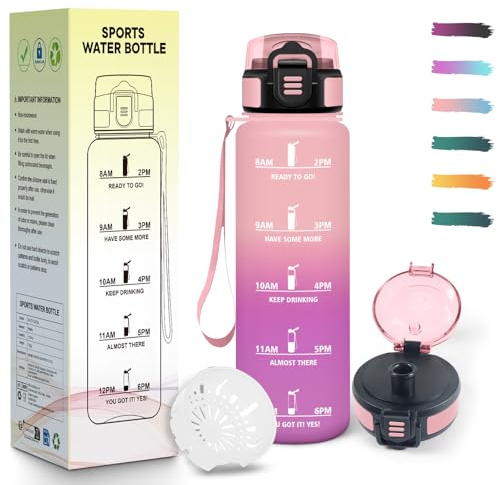 Mulbijeo Borraccia 500ML, A prova di perdite Bottiglia, Riutilizzabile Borraccia Motivazionale, Semplice e Portatile, Bottiglia Acqua per Corsa, Bicicletta, Lavoro, Scuola, Borracce