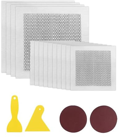 JASOLYI 19pcs Plaster Wall Repair Kit, Wall Repair Patches10x10cm 5x5cm Self Adhesive Plasterboard Repair, Drywall Fixing Patch Mesh Patch for Plasterboard, Ceiling Holes, w/Scraper