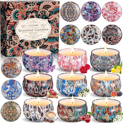 NCKIHRKK Velas Perfumadas Regalos Originales para Mujer, Set de 9 Velas Aromáticas Cera de Soja Natural, Velas Decorativas para Regalo Profesora, Día de la Madre, Navidad, San Valentín, Cumpleaños