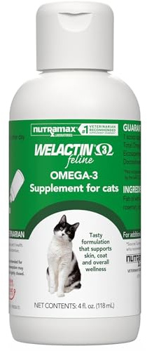 Nutramax Welactin Omega 3 Fish Oil for Cats, Skin and Coat Health Supplement, Plus Kidney, Brain, and Vision Support, Premium Omega 3 Fatty Acids EPA and DHA, 4 Ounce Liquid