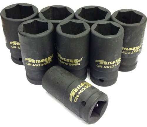Neilsen ct1563 3/4-Inch Drive Deep Impact Socket Set in Case - Red (8-Piece)