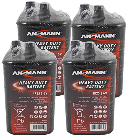 UvV Blockbatterie Trockenbatterie Batterie Typ 4R25 Campingbatterie 6Volt 9Ah Baustellenbatterie für Handlampe Baustellenlampe Campingleuchte Blinkleuchte Warnlampe (4)