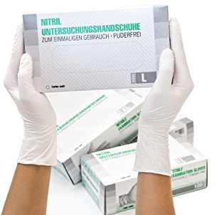 SF Nitrilhandschuhe L Weiß – 100 Stück Einweghandschuhe, Einmalhandschuhe, Medizinische handschuhe, Puderfrei, Latexfrei, Handschuhe einweg zum Kochen, Putzen, für Medizin, Küche, Kosmetik, Haushalt
