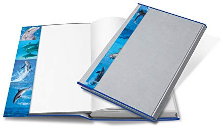 HERMA 20260 Buchumschläge 26 x 54 cm HERMÄX Design Delfin, 5 Stück, Buchhüllen mit Beschriftungsetikett und Kantenschutz aus abwischbarer Polypropylen-Folie, Buchschoner Set für Schulbücher, transparent