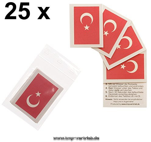 25 x Türkei Fan Tattoo Fahnen - EM 2024 - Turkey Flag Tattoo (25)