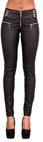 Lusty Chic Kunstleder Hosen Damen in Schwarz, Leder Leggings, Slim Fit - Figurbetonte Lederimitat Hose Push Up, Schwarze Kunstlederhose Damen (36, Schwarz)