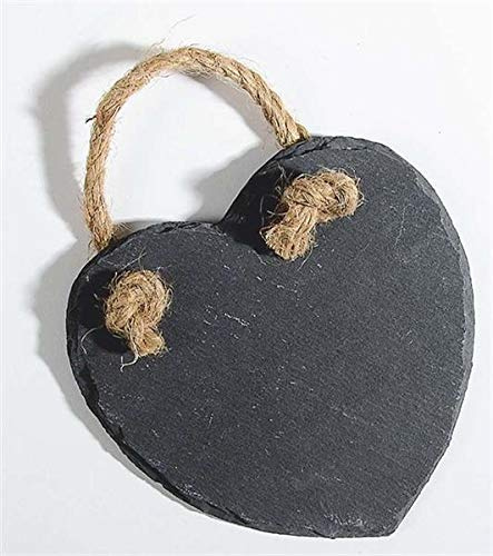 Schiefer-Herz Tafel 15x15cm, mit Jute-Band Schieferherz zum Beschriften Dekoherz aus Schiefer mit Kordel zum Aufhängen
