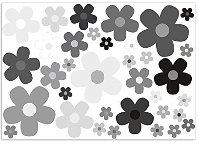 Aufkleber Set Blumen Blümchen grau I Flower-Power Sticker für Roller Fahrrad Notebook Laptop Handy Auto-Aufkleber I wetterfest I kfz244