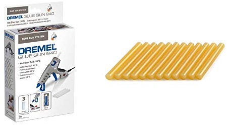 Dremel Pistolet à Colle 940-3 Outil Compact (195 °C) 3 Accessoires & GG13 Lot de 12 Bâtons de colle à Bois 11mm pour Pistolet à Colle Chaude Haute Température 195°C