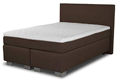 Charlottes Möbelkaufhaus Boxspringbett ROM II 140x200 Braun Manufaktur Design Inkl. Matratze und Topper nach Wahl 140 x 200 cm. (140x200 cm, Braun Stoff)