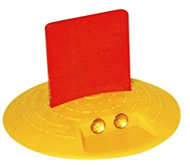 BAUZAUNWELT Markierungsknopf mit Fähnchen aus Kunststoff, Ø 120 mm (1 Stück Reflexlinsen einseitig)