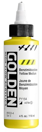 Golden Acrylic High Flow, 4 ounce bottle, Benzimidazolone Yellow Medium (8553-4)