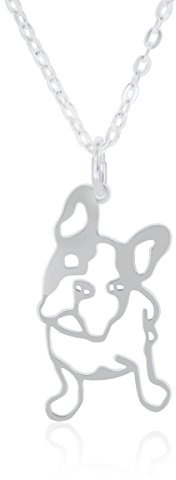 WANDA PLATA Französische Bulldogge Anhänger Halskette French Bulldog für Damen, Junge Mädchen, hergestellt aus 925 Sterling Silber, Anhänger Hund mit 40cm Kette, in Geschenkbox