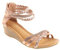 Sandales Femme Petit Talon compensé Bride Cheville tressée & strass,Rose,38 EU