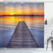 ABAKUHAUS See Duschvorhang, Sonnenuntergang am Paterwoldsemeer, Stoffliches Gewebe Badezimmerdekorationsset mit Haken, 175 x 220 cm, Blau grau Orange Grau