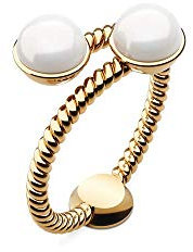 PAUL HEWITT Damenring Gold Rope Pearl - Damen Edelstahl Ring (vergoldet), Fingerring für Frauen mit Perle