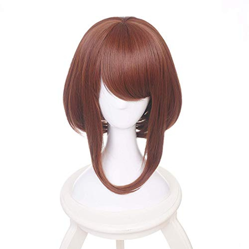 AICWDIVA My Hero Academia Uraraka Ochako weibliche Cosplay-Perücke, kurz, glatt, Bob, braune Perücke, Anime, Kunsthaar, Halloween-Kostüm, Party-Perücken (Uraraka Ochaco)
