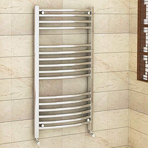1000 x 400mm (H x W) Bathroom Central Heating Curved Ladder Towel Rail Radiator - Chrome Finish