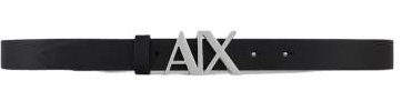 Armani Exchange Women's, Essential, silver metal logo, Belt Black, 70