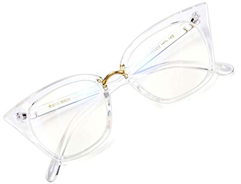 WANWAN Lesebrille für Damen, mit Katzenaugen, modischer Rahmen, übergroße Qualität, farblos