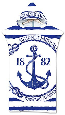 Hiser Poncho Handtuch Erwachsene Surf Poncho mit Kapuze Strandtücher Schwimmen Strand Poncho für Jugendliche - Navigation Drucken Mikrofaser Badeponcho Badetuch (75x110cm,Vintage Segeln)