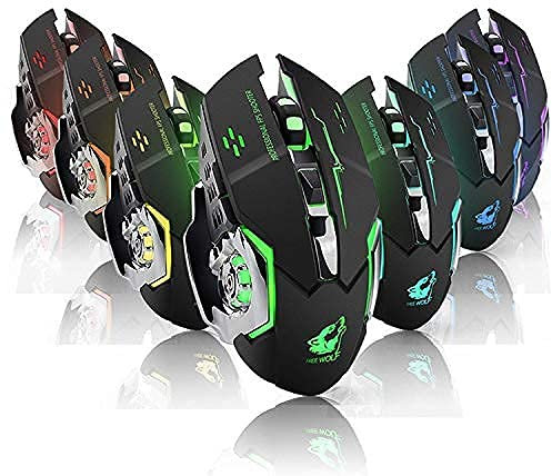ISMMIK LED Wireless Mouse for Laptop, Rechargeable Computer USB Cordless Mice for PC Gaming, Small Silent Noiseless Mouse with Backlit Lights & Mini Nano, for Ambidextrous, Kids, Chromebook, Black