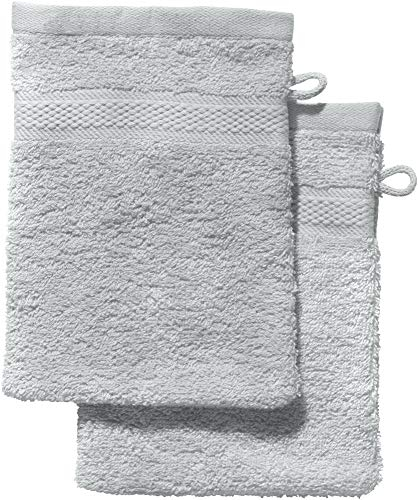 REDBEST Waschhandschuh 2er-Pack Chicago Silber Größe 15x21 cm - saugstark, strapazierfähig, ideal für Reisen, Sport (weitere Farben)