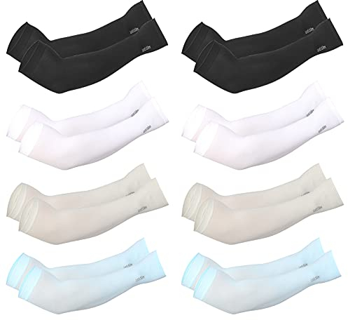 DKINY 8 Pares Protección de Brazo de Manga Manga de brazo de protección solar Las mangas de enfriamiento Anti-UV nylon spandex Grado de protección UV UPF50+ Ciclismo Conducir deportes Hombre Mujer
