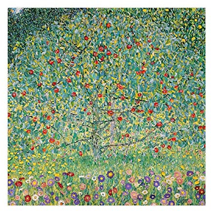 LFJT Gustav Klimt Apfelbaum Nachbildungen 1912 Leinwandposter Schlafzimmer Dekor Sport Landschaft Büro Zimmer Dekor Geschenk Rahmen: 50 x 50 cm
