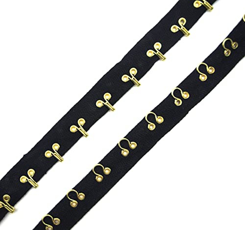 HAND® Kontinuierliches Metallband mit Haken und Ösen, goldfarben, Baumwolle, für Unterwäsche und Korsetts, Meterware