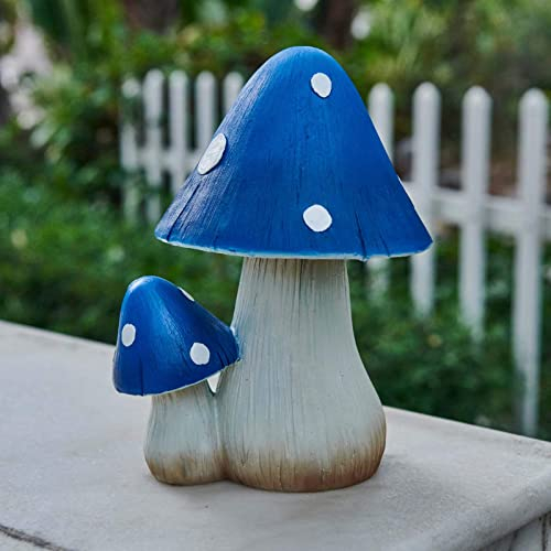 Pilz-Dekor, Feengarten-Zubehör, Outdoor-Gartendekoration, Pilze, Ornament für Gartendekoration, Gartenzwerg, Lieblingspilz-Statuen (20,3 cm, blau)