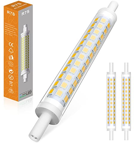 BVCL R7S LED 118mm Warmweiß 3000K, Dimmbar R7S J118 LED Birnen AC 230V, 10W=100W Halogenlampen, 360° Flimmerfrei, 2PCS