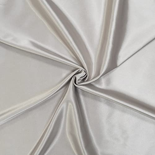 Satinstoff - 3 Meter Stoff aus fließendem Satin, Polyester/Elastan – wunderschöne Qualität – Stoff für Kleid, Rock oder Tunika (Silber)