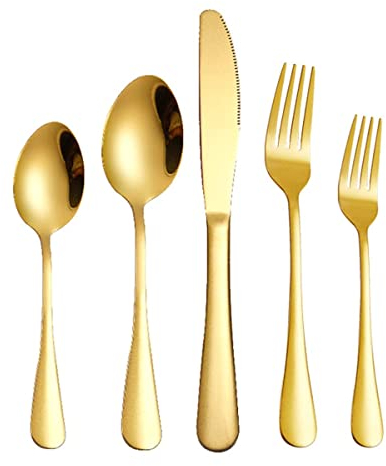 Gold Besteck-Set für 12, 60-teiliges Edelstahl-Besteck-Set für Zuhause, Küche, Restaurant, Hotel, Küchenutensilien-Set, hochglanzpoliert, Luxuriöses Besteck