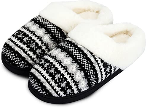 AONEGOLD Damtofflor minnesskum fluffiga hemmatofflor plyschfoder varma vintertofflor halkfri sula inomhus utomhus, Svart, 42/43 EU