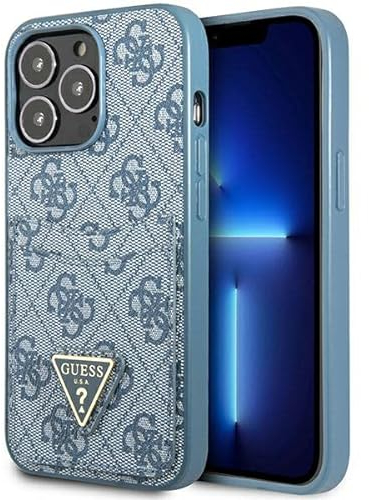 Guess GUHCP13LP4TPB Hülle für iPhone 13 Pro / 13 6,1 blau/Blue hardcase 4G Triangle Logo Cardslot