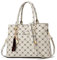 NICOLE & DORIS Damen Handtasche Elegante Schultertaschen Bedruckte Handtaschen PU Leder Frauen Umhängetasche Shopper Tote Mittelgross Tasche Henkeltasche mit Anhänger Grauweiß