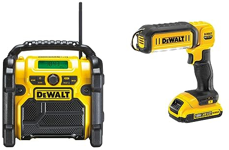 DeWalt Akku- und Netz-Radio/Baustellen-Radio (DAB(DAB(+)/FM Stereo/FM & 18V Akku LED-Leuchte
