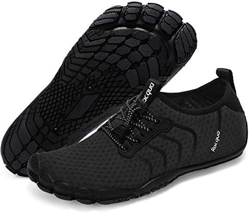 Racqua Barfußschuhe Wasserschuhe Badeschuhe Schwimmschuhe Strandschuhe Meeresschuhe Neoprenschuhe Aquaschuhe Surfschuhe Schnelltrocknend rutschfeste Atmungsaktiv Für Damen Herren Schwarz 45