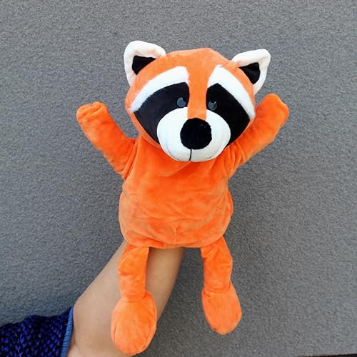 LOMTRATS Tier-Handpuppen für Kinder, Kleinkind, inklusive Wolf, Tiger, Löwe, Affe mit Beinen, perfekt für Geschichtenerzählen, Unterricht, Vorschule, Geburtstagsgeschenke, B-orange Waschbär
