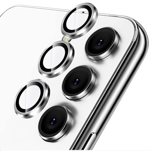 GIOPUEY [Protezione Completa Pellicola Fotocamera Compatibile con Samsung Galaxy S24 Plus, [Doppia Protezione] Metallo + Vetro Temperato, Protezione Fotocamera - Silver