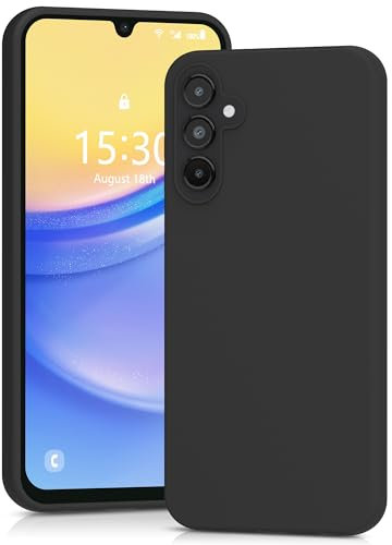 YATWIN für Samsung Galaxy A15 4G/5G Hülle, Premium Silikon Handyhülle mit Kameraschutz, Seidig-Weicher Berühren Ultra Dünne Stoßfeste Kratzfeste Schutzhülle, Schwarz