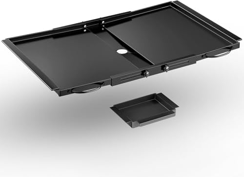Mutool Replacement Grease Tray, BBQ Drip Tray with Catch Pan for 4/5 Burner Gas Grill, Ajustable Grease Tray for Gas Grill (24-31), Black