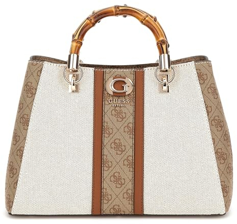 GUESS Kerima Bamboo Girlfriend Satchel Natural/Latte Logo