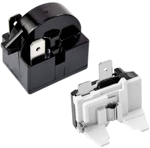 Greluma 1 pezzo Relè di avviamento a 2 pin 15 Ohm, relè di avviamento per frigorifero a 1 pin e protezione da sovraccarico per frigorifero da 1/6 HP 125 W compatibile con compressore del frigorifero