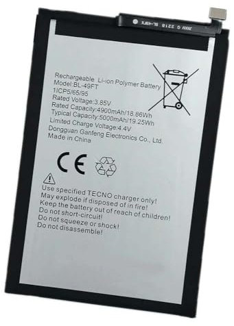 Ukkipower 3.85V 4900mAh BL-49FT 1ICP5/65/95 Ersatz Akku Für Tec-no POP 4 Mobile Phone Hot 9 X655 X650 Tecno Hot 8 Lite Tecno Spark 6 Air KE5/6 KE6j BL-49FT Batterie