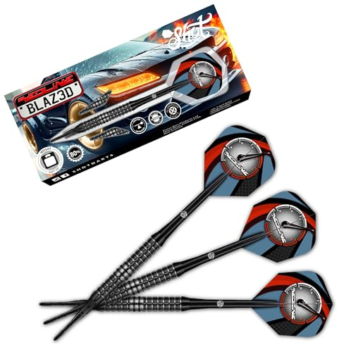 Shot! Redline Blazed Steeldarts 20g – 80% Tungsten Präzisionsdarts mit Schwarzer Titanbeschichtung