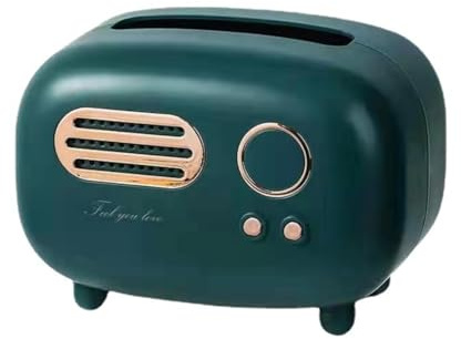 Koawensa Retro Radio Shape Tissue Cover Box for Kitchen, Bathroom Vanity Countertops, Night Stands, Desks and Tables, Green